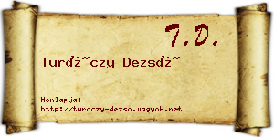 Turóczy Dezső névjegykártya