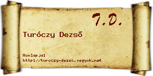 Turóczy Dezső névjegykártya